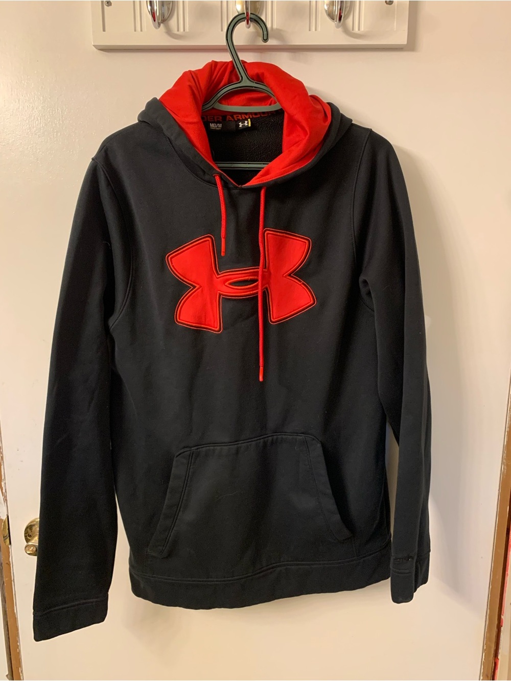 Under Armour Black Hoodie with Red Logo and Lined Hood